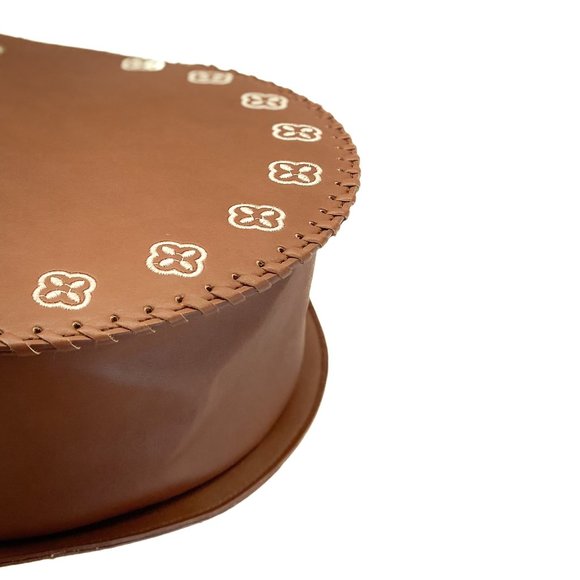 Francesca's || Women's Boho Style Circle Tote Brown Stand Up Large Travel Purse - Picture 12 of 12